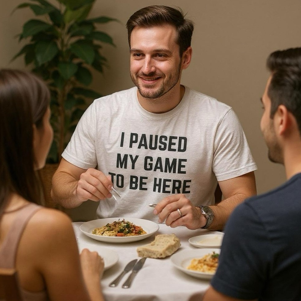 Gray and Black Gamer Tee with Bold Text